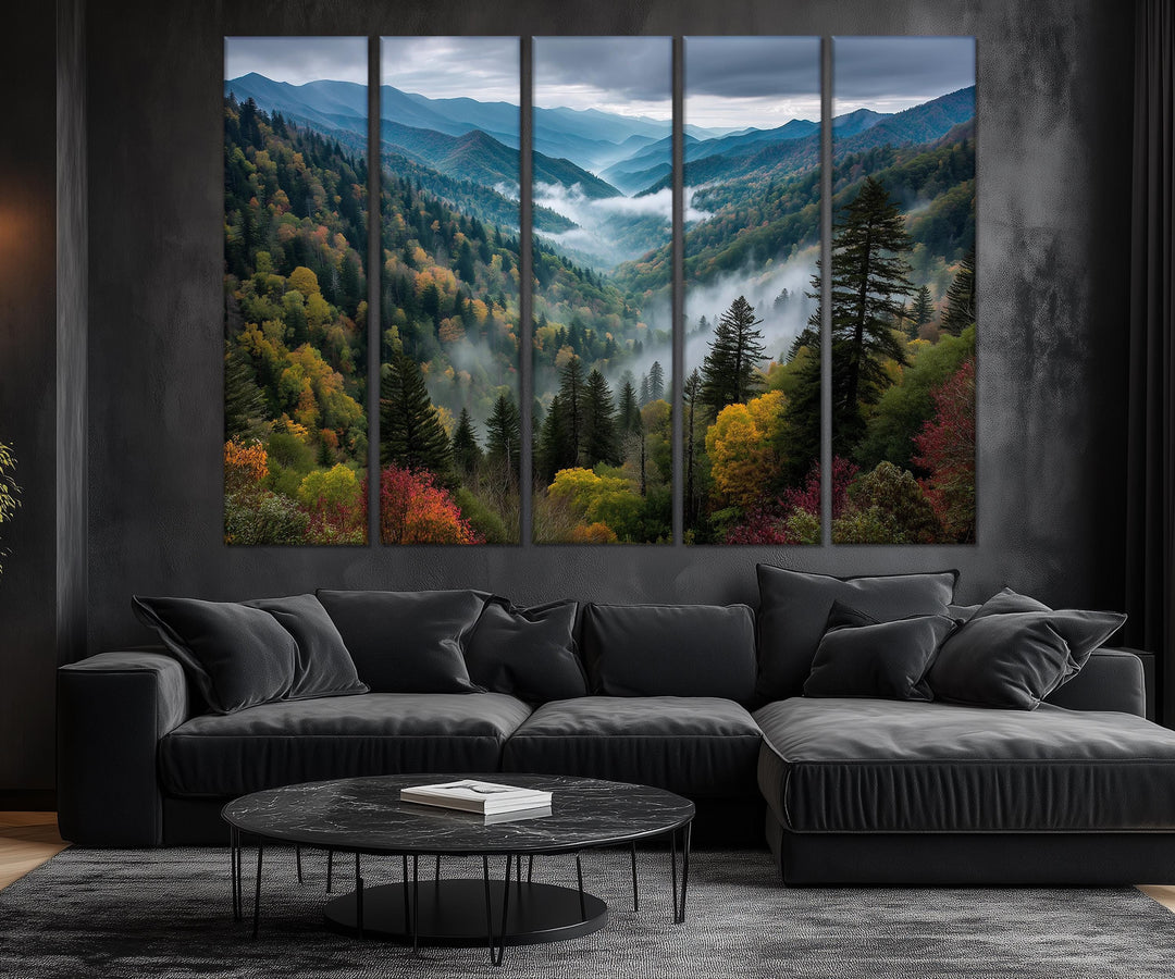 5 Panels Smoky Mountains Extra Large Canvas Wall Art Print