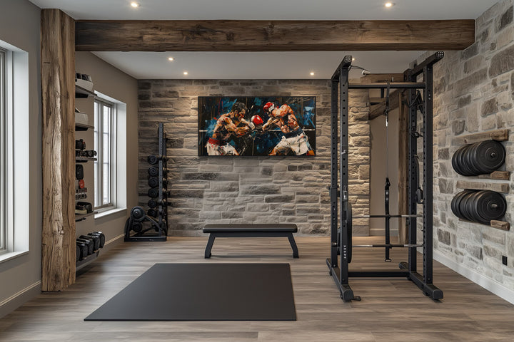 Abstract Graffiti Boxing Match Framed Canvas Wall Art