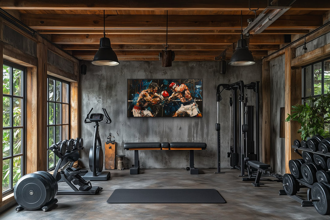 Abstract Graffiti Boxing Match Framed Canvas Wall Art
