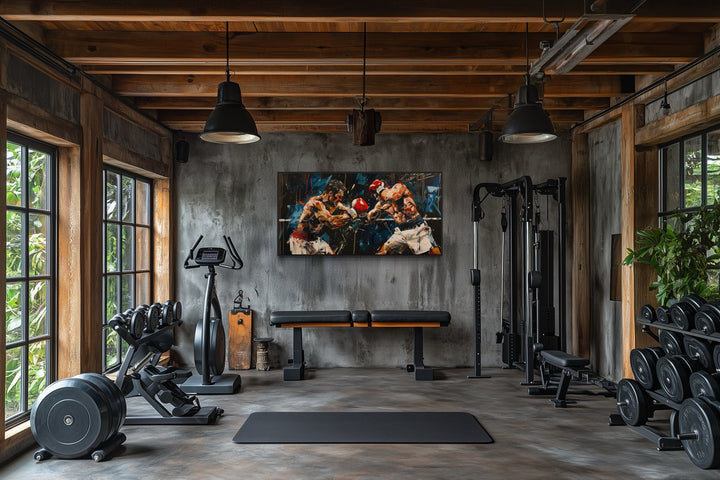 Abstract Graffiti Boxing Match Framed Canvas Wall Art