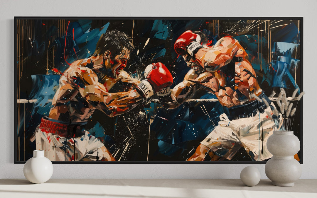 Abstract Graffiti Boxing Match Framed Canvas Wall Art