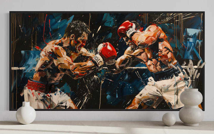 Abstract Graffiti Boxing Match Framed Canvas Wall Art