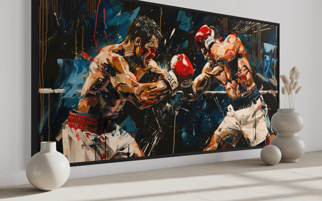 Abstract Graffiti Boxing Match Framed Canvas Wall Art