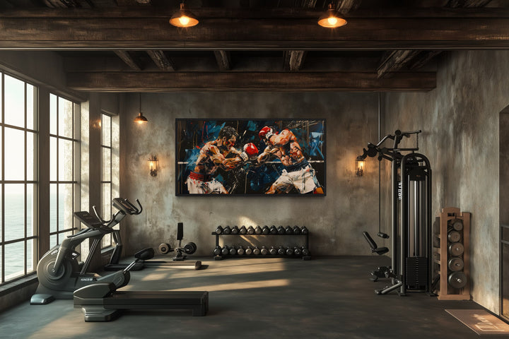Abstract Graffiti Boxing Match Framed Canvas Wall Art