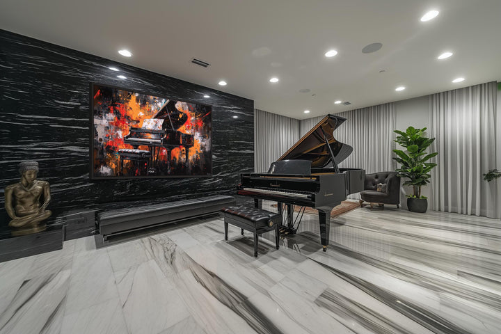 Abstract Piano Framed Canvas Wall Art