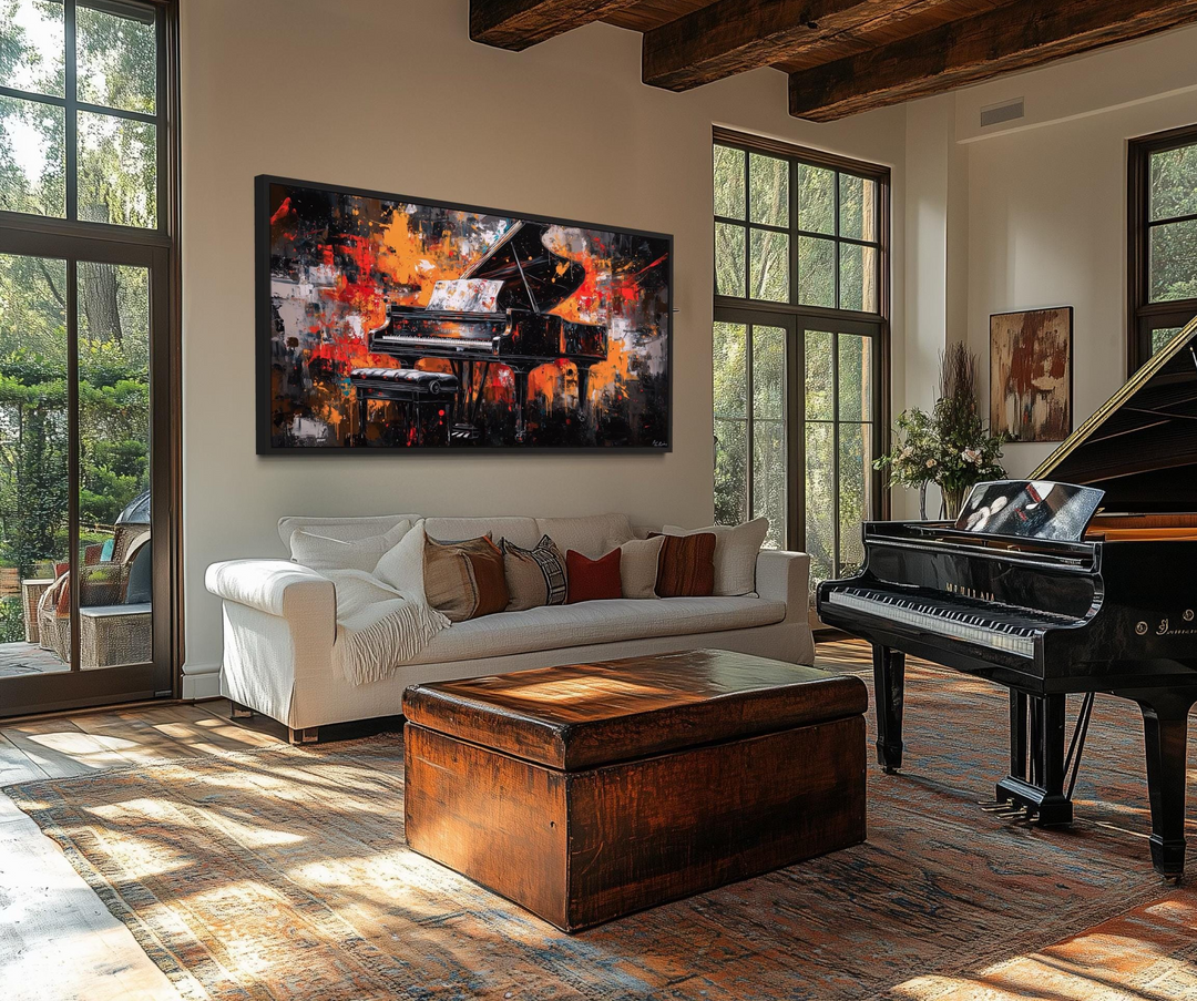 Abstract Piano Framed Canvas Wall Art