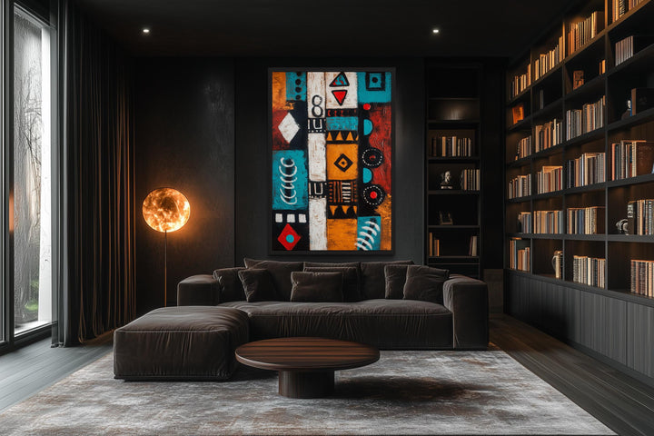 Abstract Tribal Geometric Symbols Painting African Wall Art