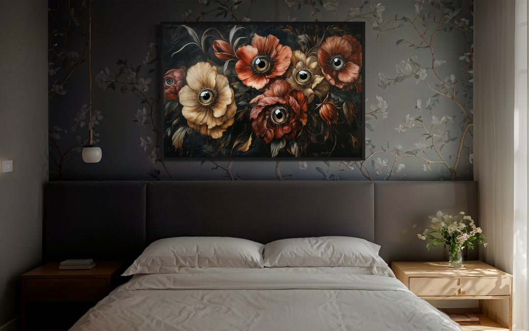 All Seeing Flowers Creepy Cottagecore Framed Gothic Wall Art