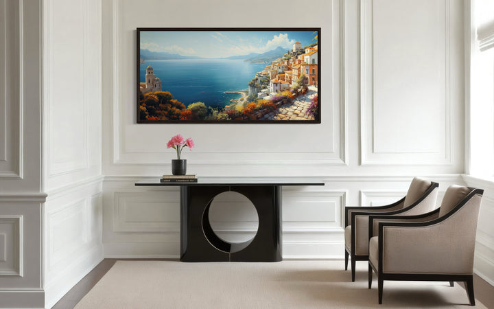Amalfi Coast Italian Sea Scape Framed Canvas Wall Art