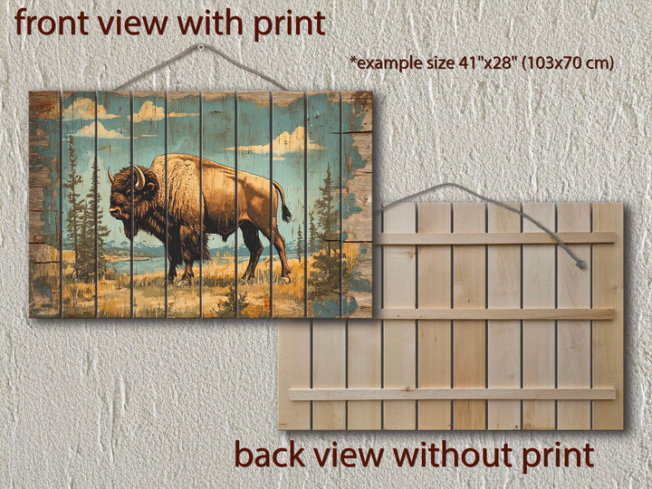 American Bison In Yellowstone National Park Wood Sign Wall Decor