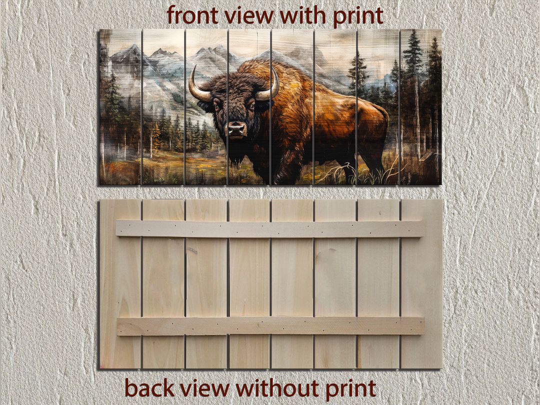 American Buffalo Distressed Wood Wall Art