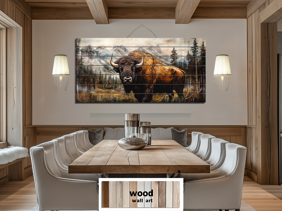 American Buffalo Distressed Wood Wall Art