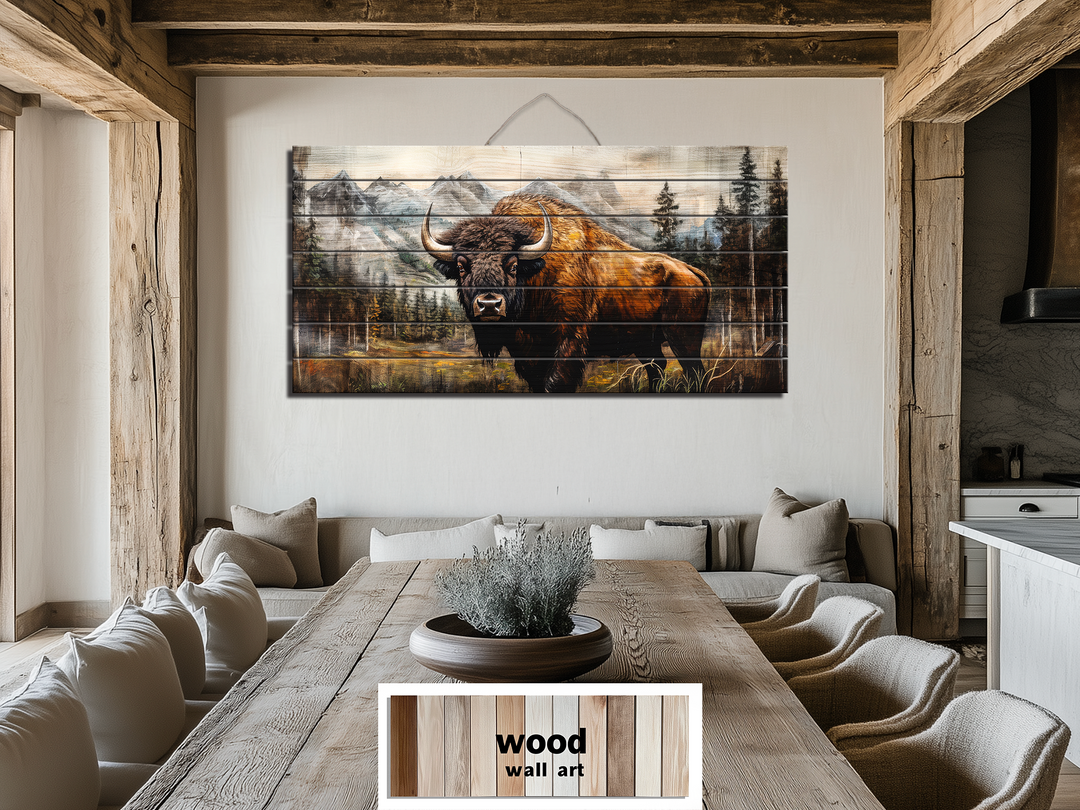 American Buffalo Distressed Wood Wall Art