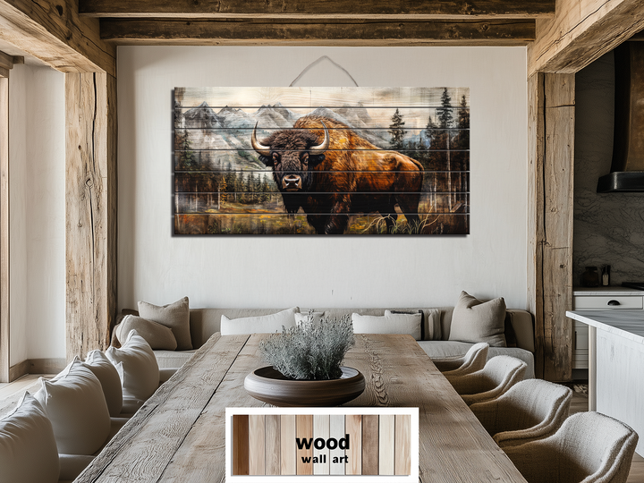American Buffalo Distressed Wood Wall Art