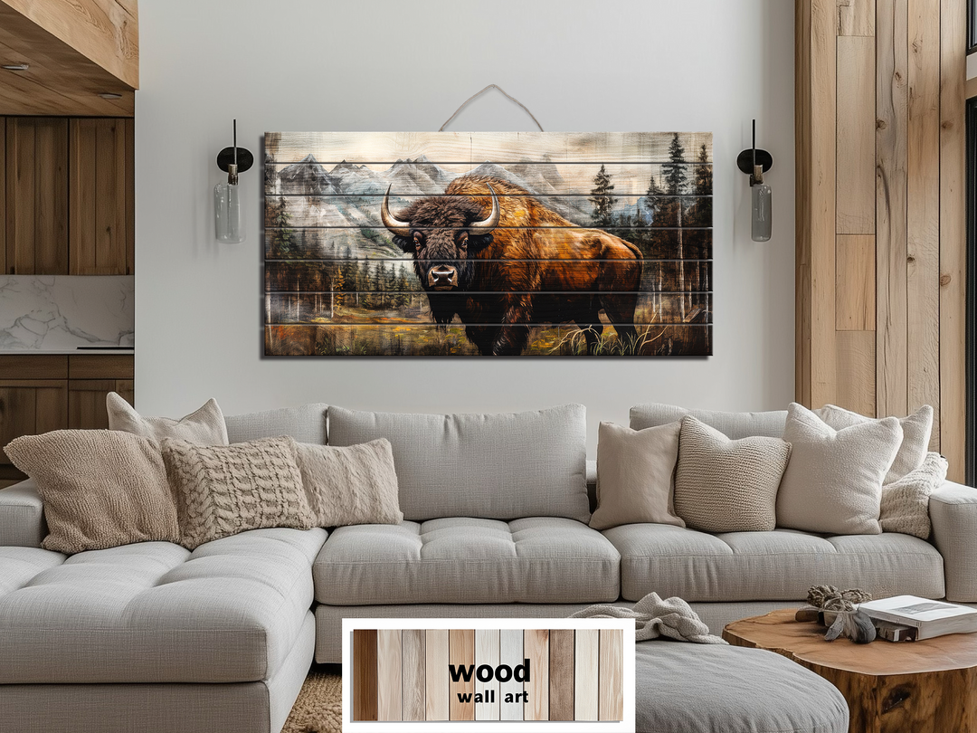 American Buffalo Distressed Wood Wall Art