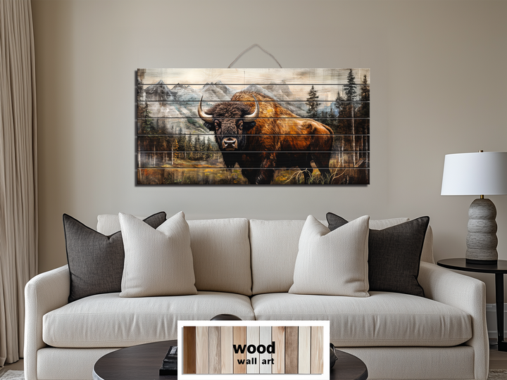American Buffalo Distressed Wood Wall Art
