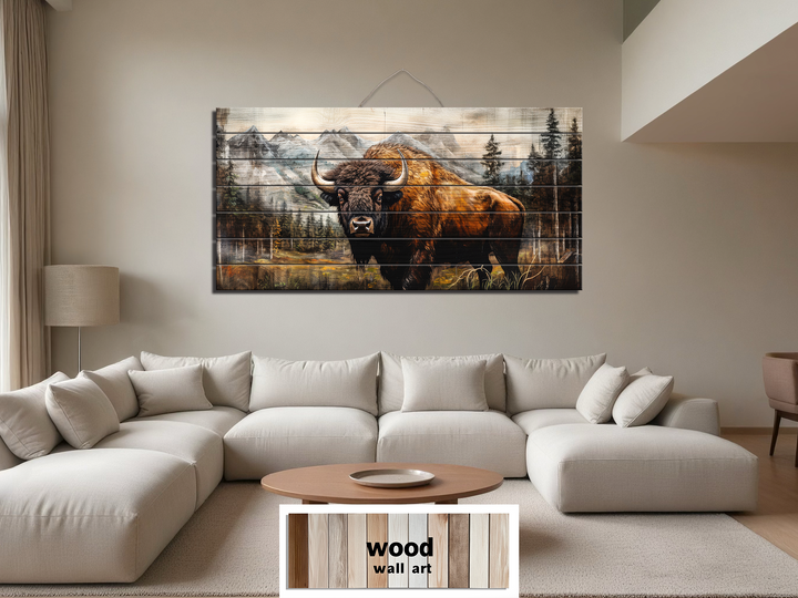 American Buffalo Distressed Wood Wall Art