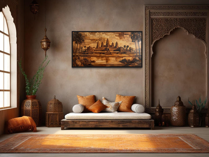 Angkor Wat Wood Style Painting Canvas Wall Art