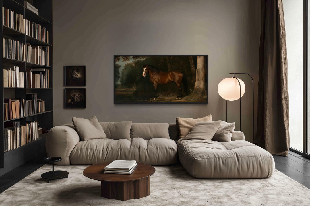 Antique Brown Horse Framed Canvas Wall Art