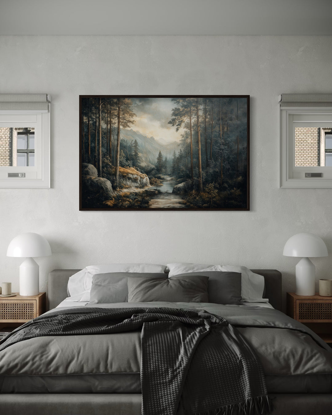 Antique Forest Framed Canvas Wall Art For Cabin Decor