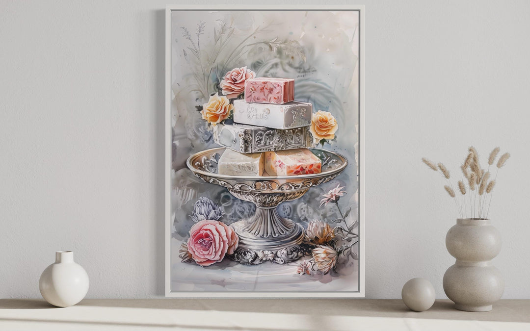 Antique Soap Bars Pink Grey Bathroom Wall Art