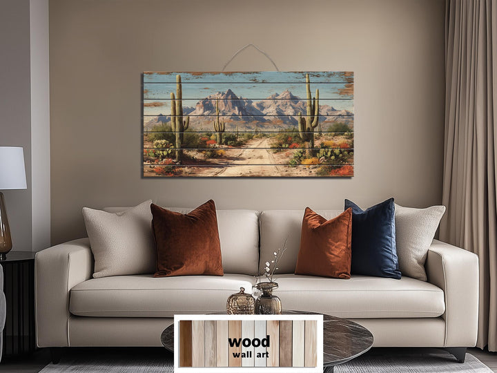 Arizona Desert Distressed Wood Wall Art