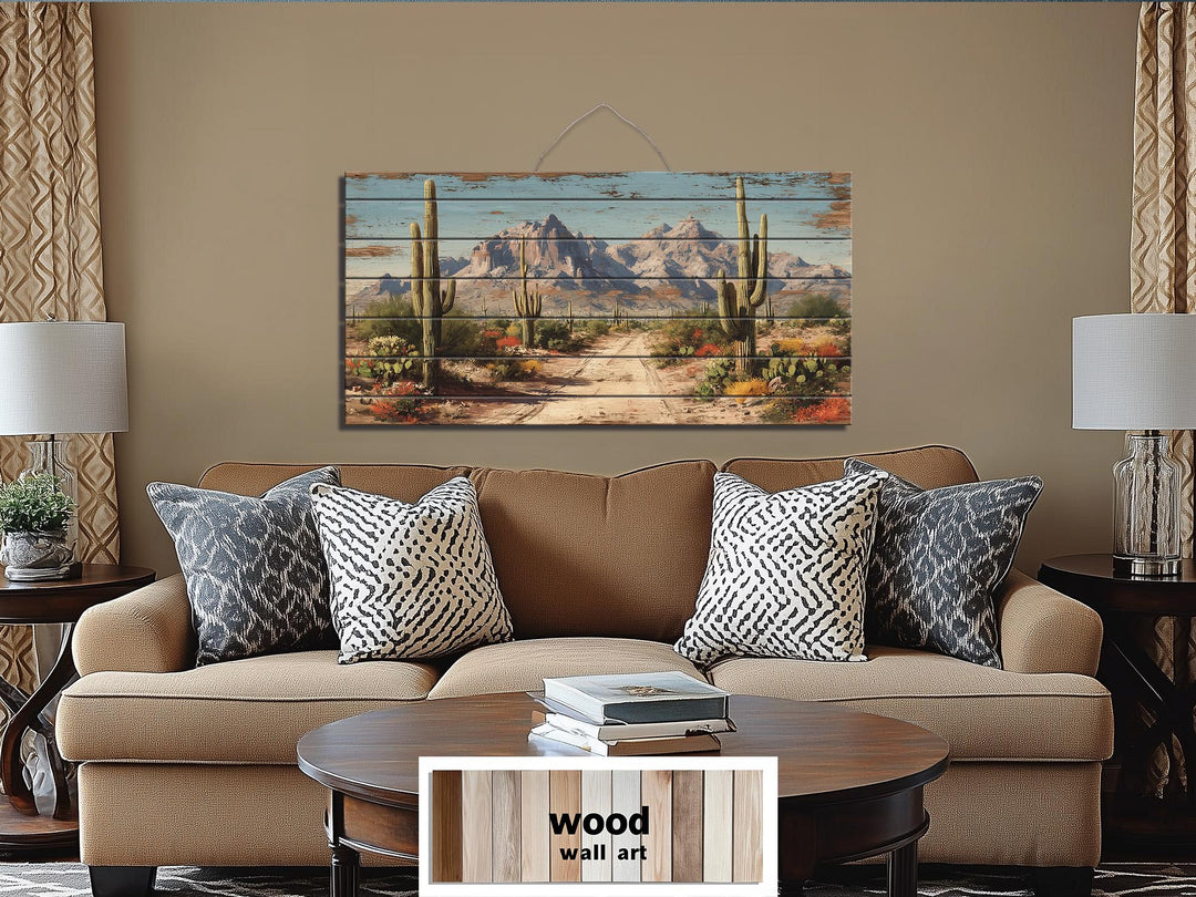 Arizona Desert Distressed Wood Wall Art