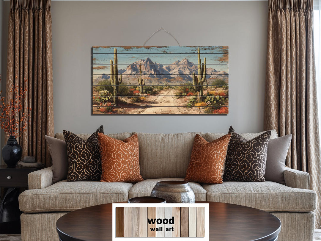 Arizona Desert Distressed Wood Wall Art