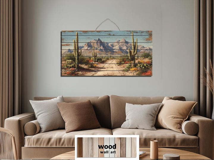 Arizona Desert Distressed Wood Wall Art