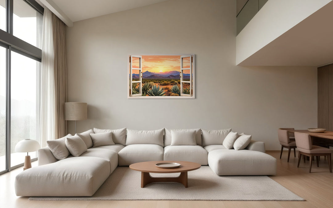 Arizona Desert Open Window View Framed Canvas Wall Art