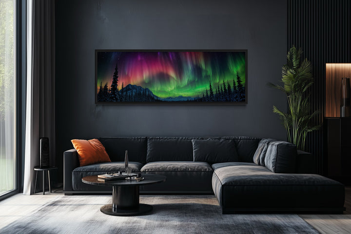 Aurora Borealis, Northern Lights Long Horizontal Framed Canvas Wall Art