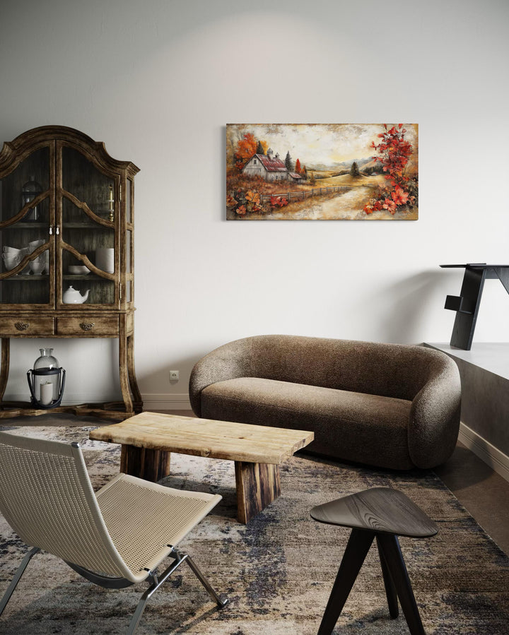 Autumn Farm Barn Rustic Canvas Wall Art