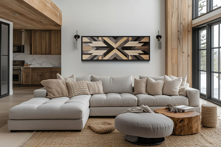 Aztec Inspired Wood Painting Horizontal Southwestern Canvas Wall Art