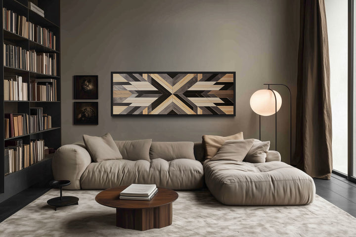 Aztec Inspired Wood Painting Horizontal Southwestern Canvas Wall Art