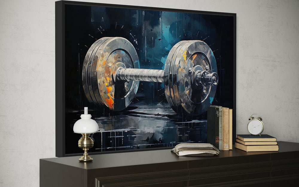 Barbell Graffiti Painting Home Gym Framed Canvas Wall Art