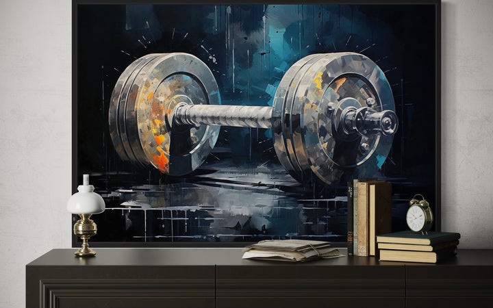 Barbell Graffiti Painting Home Gym Framed Canvas Wall Art