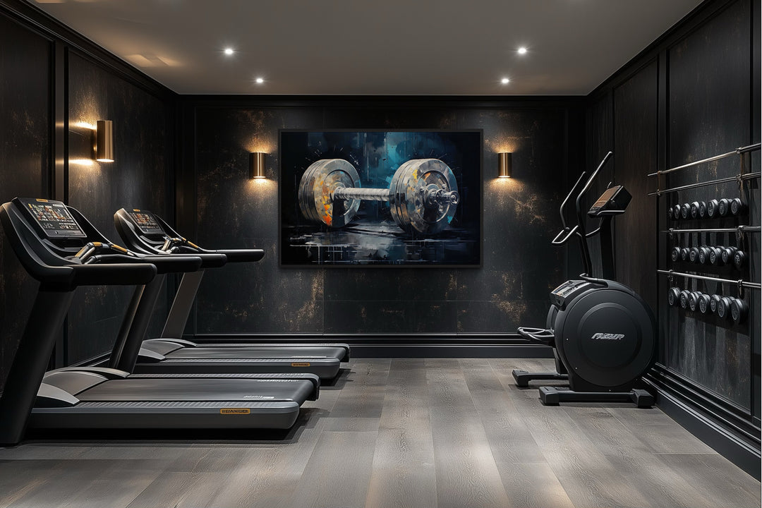 Barbell Graffiti Painting Home Gym Framed Canvas Wall Art