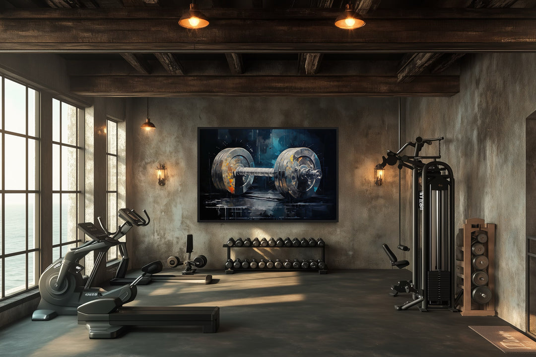 Barbell Graffiti Painting Home Gym Framed Canvas Wall Art