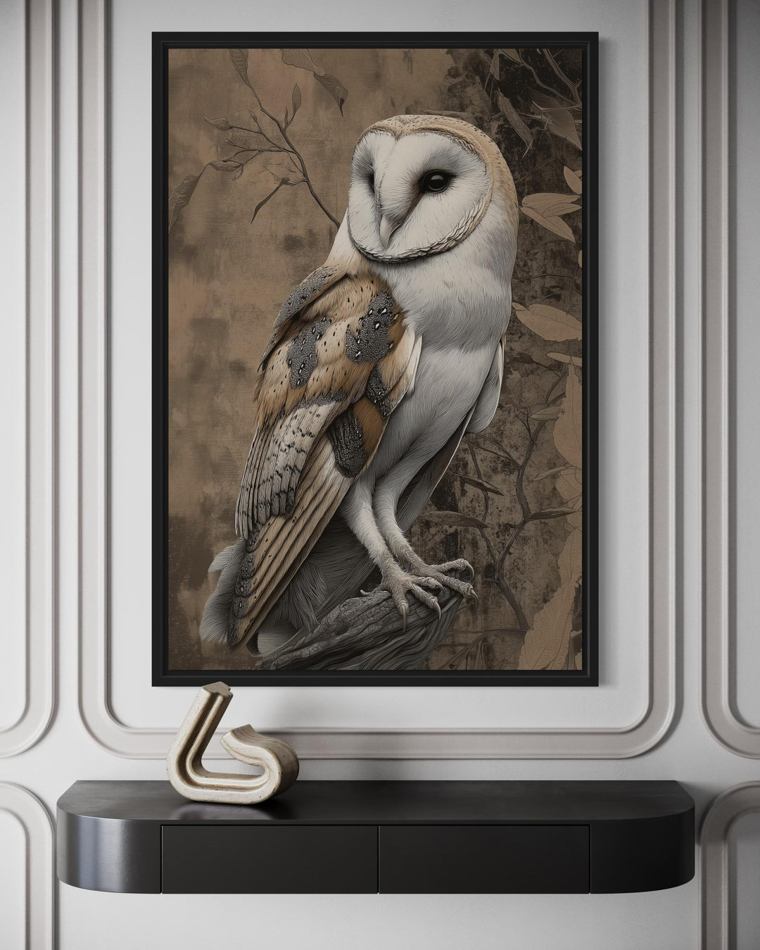 Barn Owl Framed Canvas Wall Art