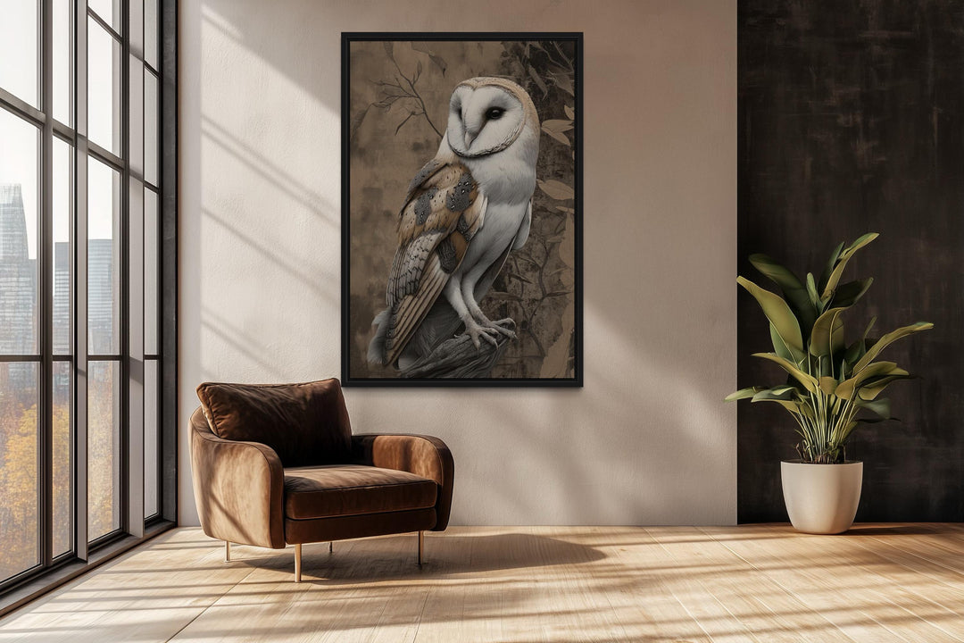 Barn Owl Framed Canvas Wall Art