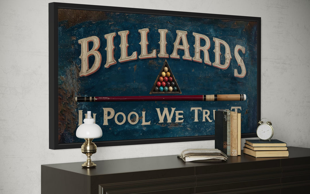 Billiards Room Decor In Pool We Trust Vintage Sign Canvas Wall Art
