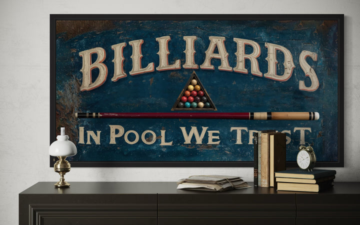 Billiards Room Decor In Pool We Trust Vintage Sign Canvas Wall Art