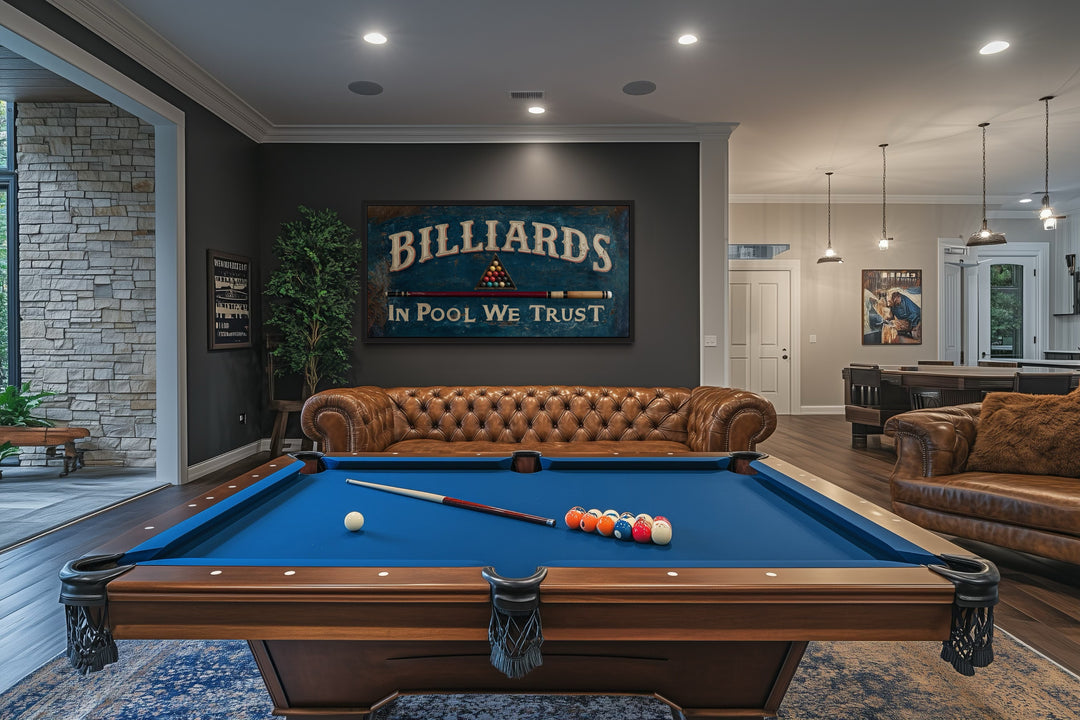 Billiards Room Decor In Pool We Trust Vintage Sign Canvas Wall Art