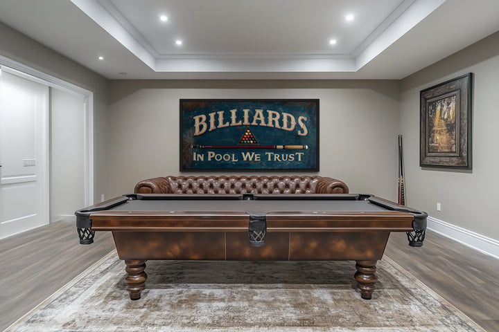 Billiards Room Decor In Pool We Trust Vintage Sign Canvas Wall Art