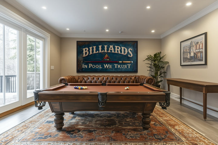 Billiards Room Decor In Pool We Trust Vintage Sign Canvas Wall Art