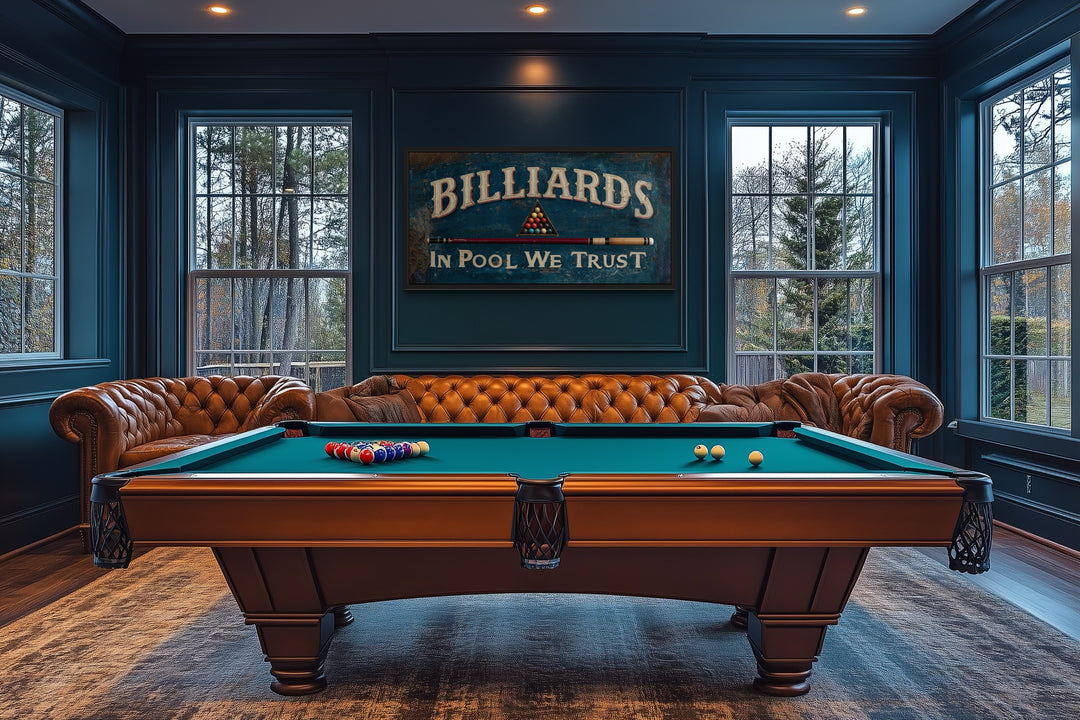Billiards Room Decor In Pool We Trust Vintage Sign Canvas Wall Art