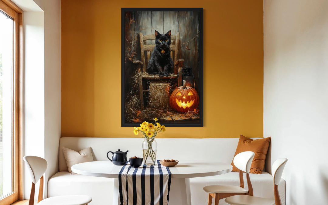 Black Cat and Jack O’Lantern Halloween Wall Art