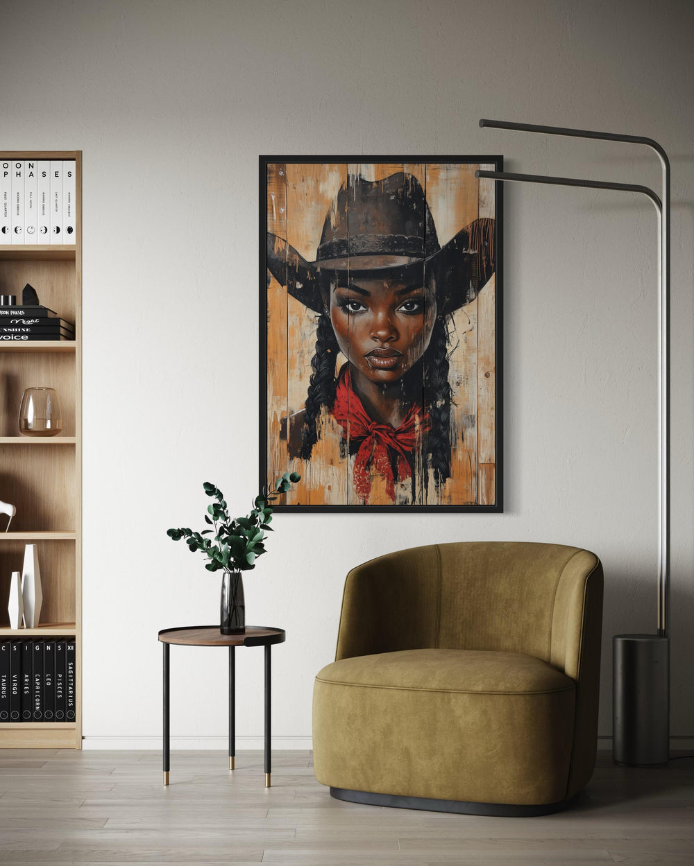 Black Cowgirl Graffiti Portrait Canvas Wall Art