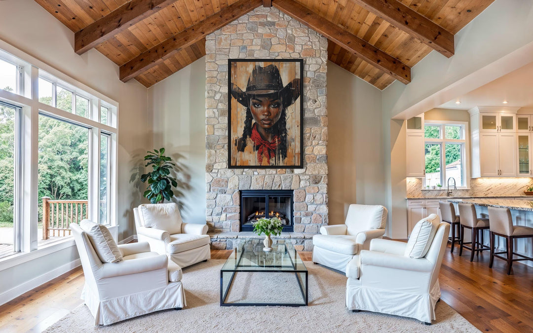 Black Cowgirl Graffiti Portrait Canvas Wall Art