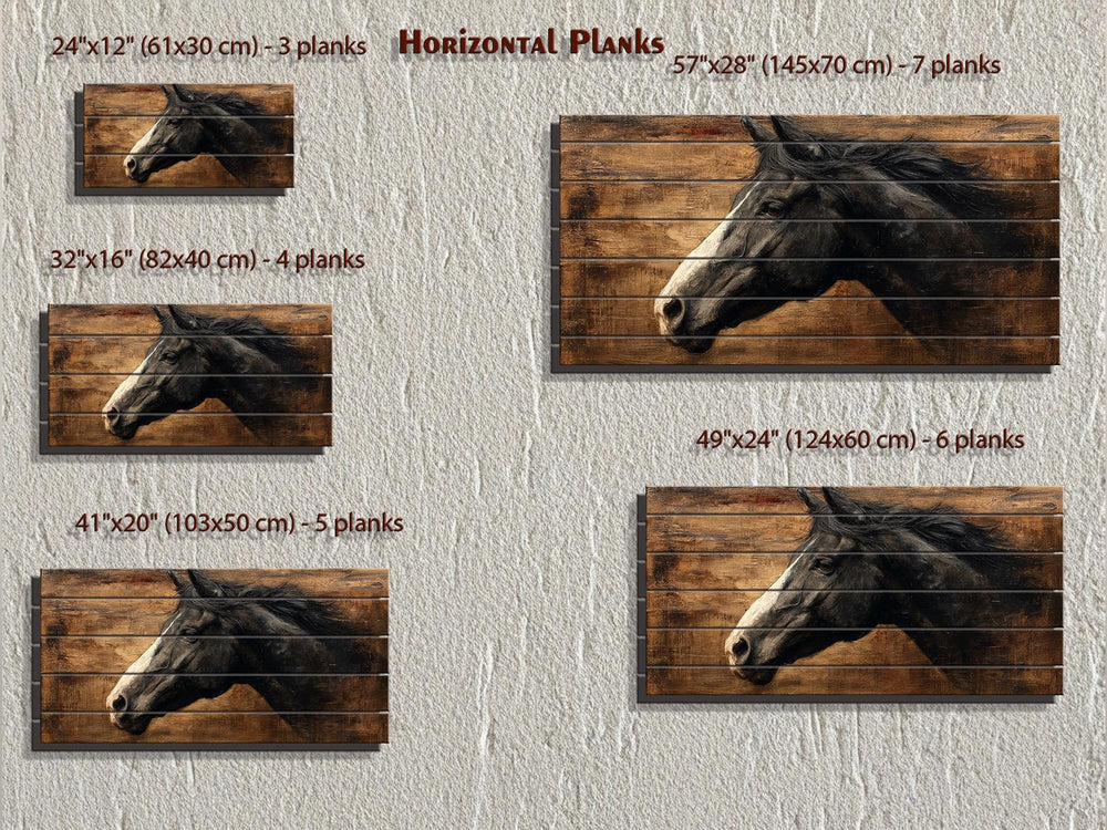 Black Horse Distressed Wood Wall Art